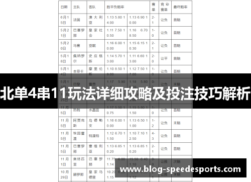 北单4串11玩法详细攻略及投注技巧解析